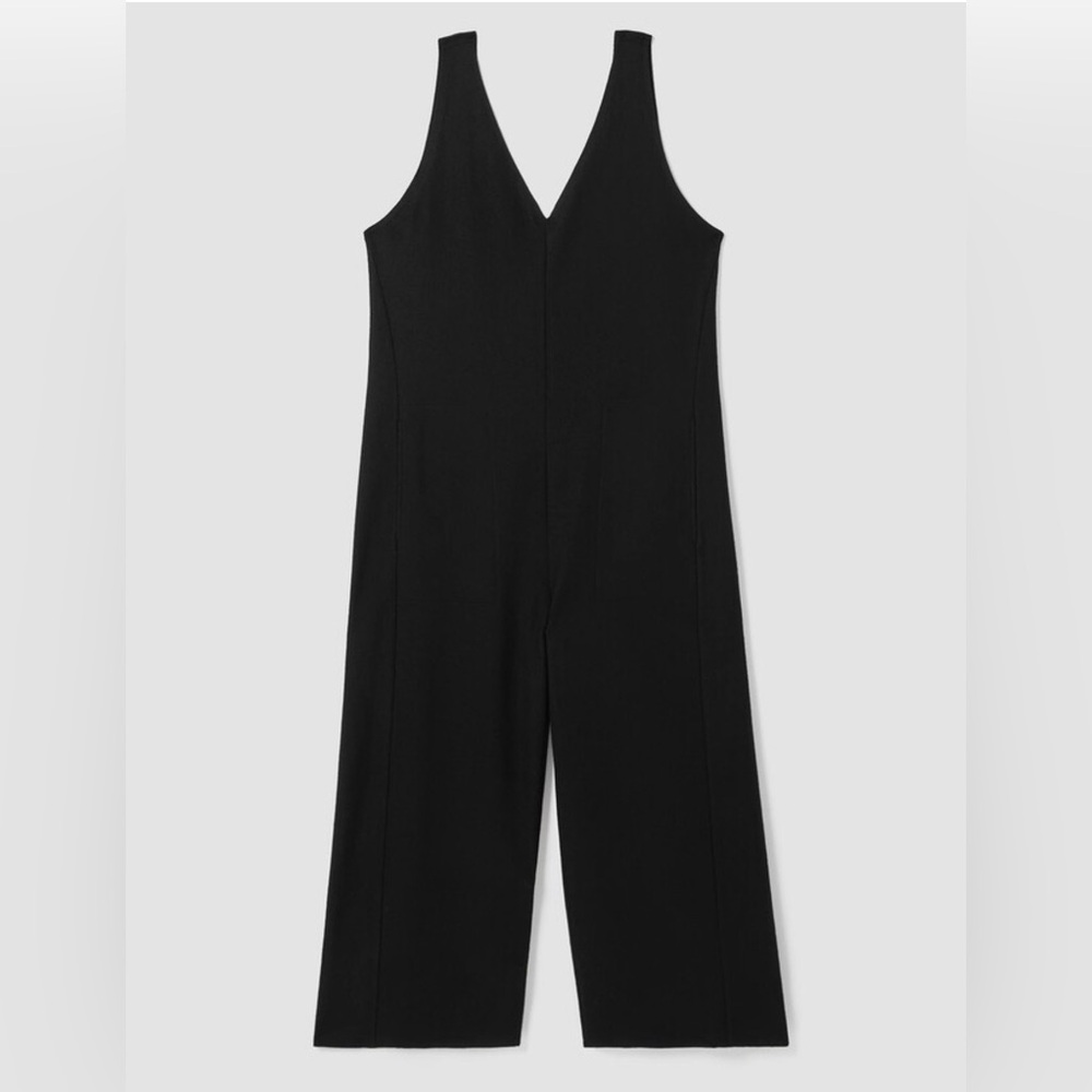 Eileen Fisher Boiled Wool Jersey V-Neck Jumpsuit NWOT $298